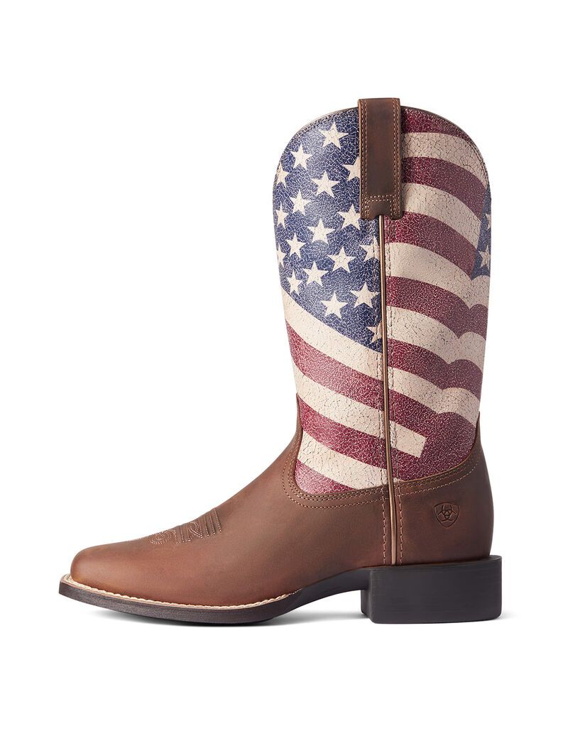 Botas Occidentales Ariat Round Up Patriot Mujer Marrones | SQCK34209