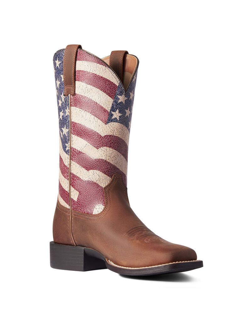 Botas Occidentales Ariat Round Up Patriot Mujer Marrones | SQCK34209