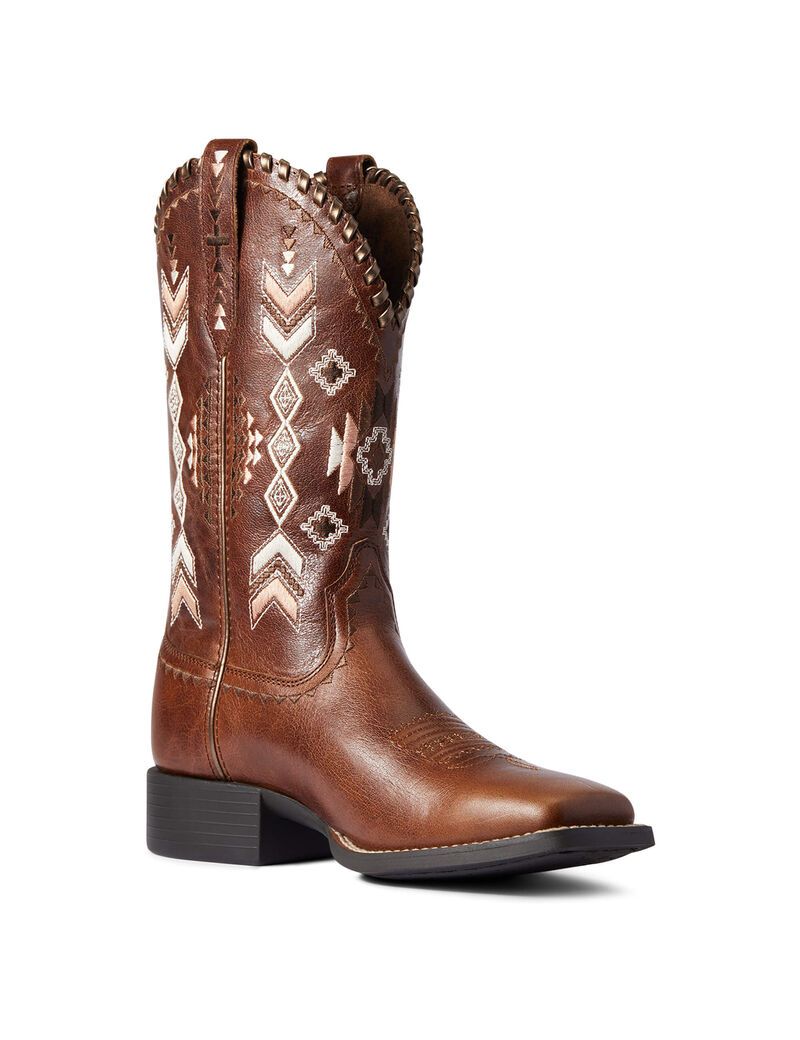 Botas Occidentales Ariat Round Up Skyler Mujer Marrones | PSNE30785