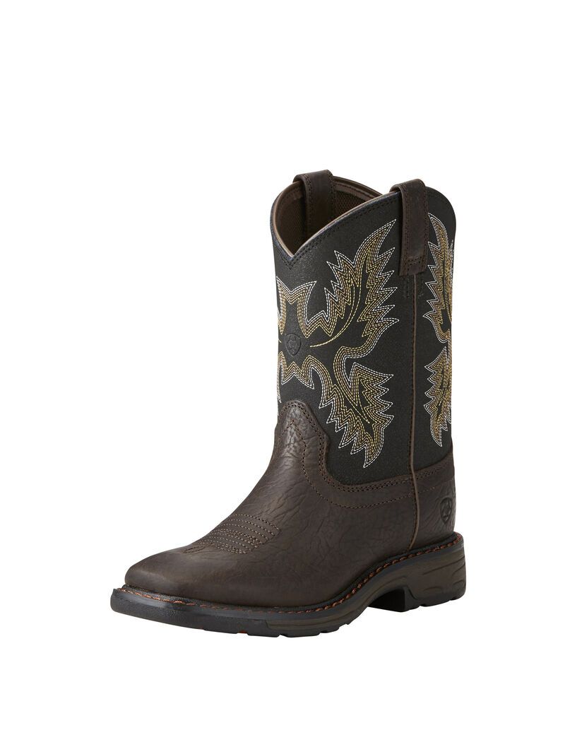 Botas Occidentales Ariat Workhog Anchos Square Puntera Niños Marrones | IFWJ79182