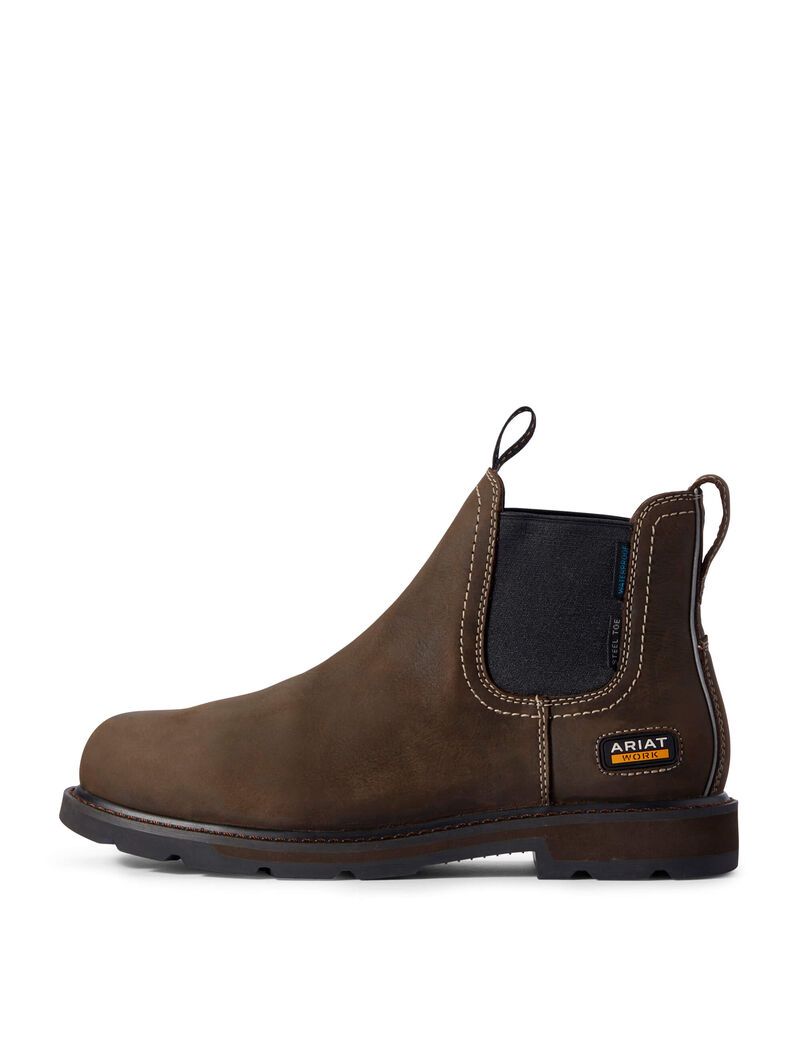 Botines Chelsea Ariat Groundbreaker CSA Impermeables Steel Puntera Trabajo Hombre Marrones Oscuro | NDKE71329