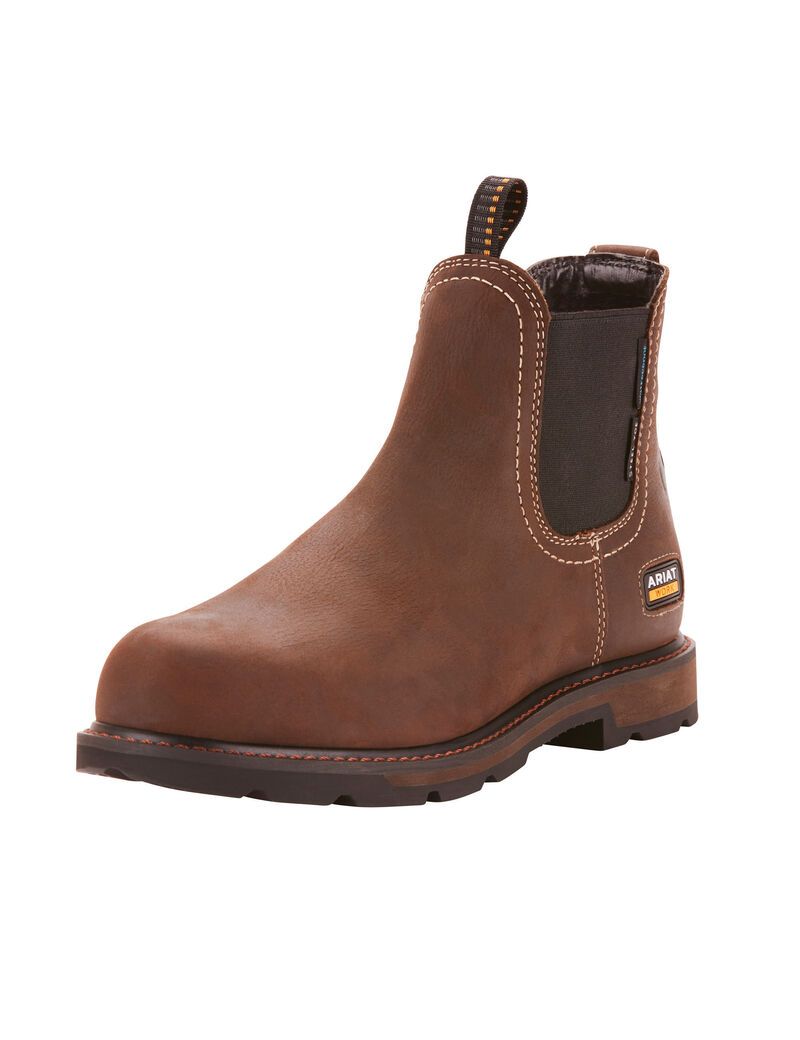 Botines Chelsea Ariat Groundbreaker Impermeables Steel Puntera Trabajo Hombre Marrones Oscuro | LVPJ30278