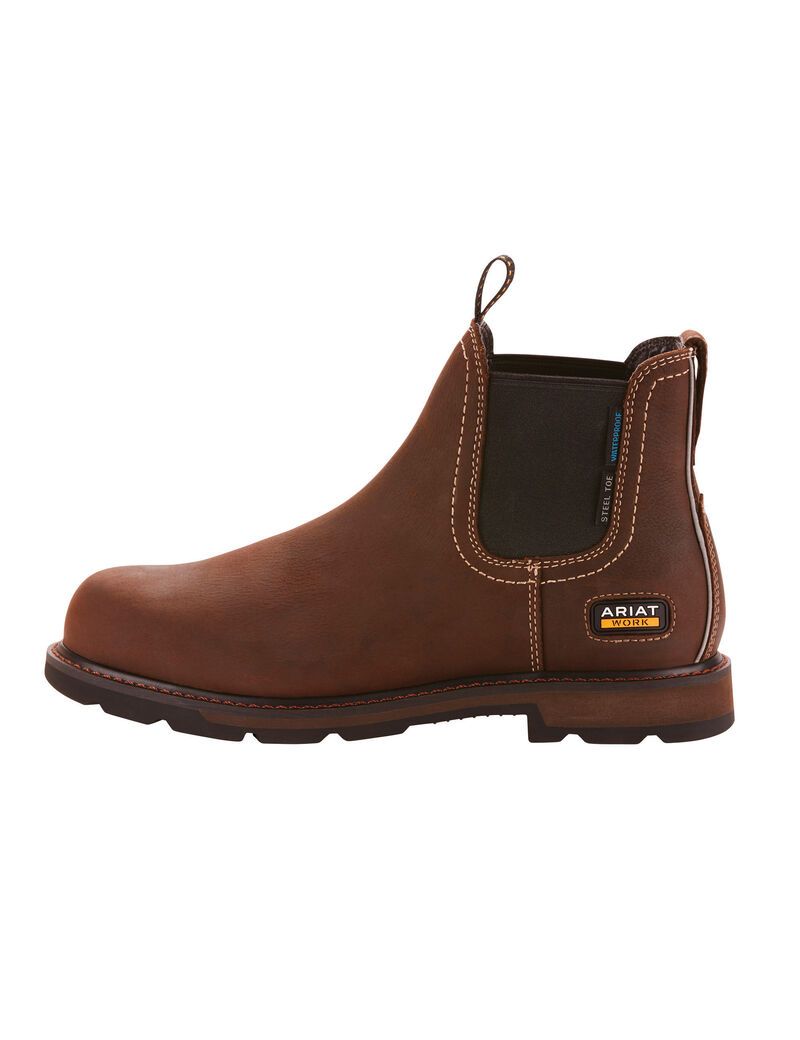 Botines Chelsea Ariat Groundbreaker Impermeables Steel Puntera Trabajo Hombre Marrones Oscuro | LVPJ30278