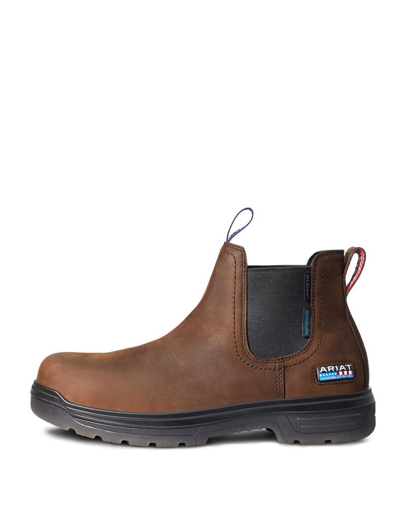 Botines Chelsea Ariat Turbo USA Assembled Impermeables Carbon Puntera Trabajo Hombre Marrones | LTKI21697