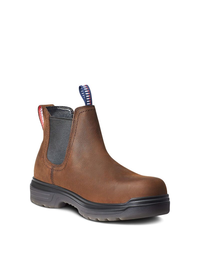 Botines Chelsea Ariat Turbo USA Assembled Impermeables Carbon Puntera Trabajo Hombre Marrones | LTKI21697