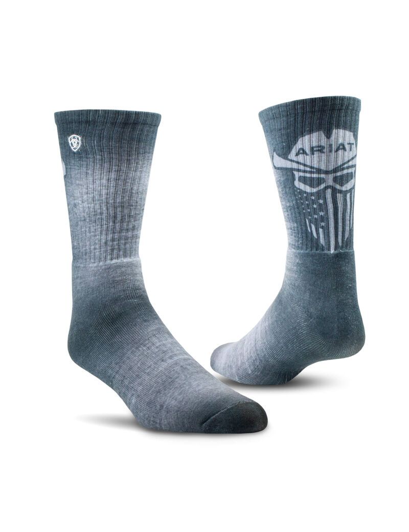 Calcetines Ariat Incognito Estampadas Crew Trabajo 2PCS Hombre Gris Verde | THGY63405