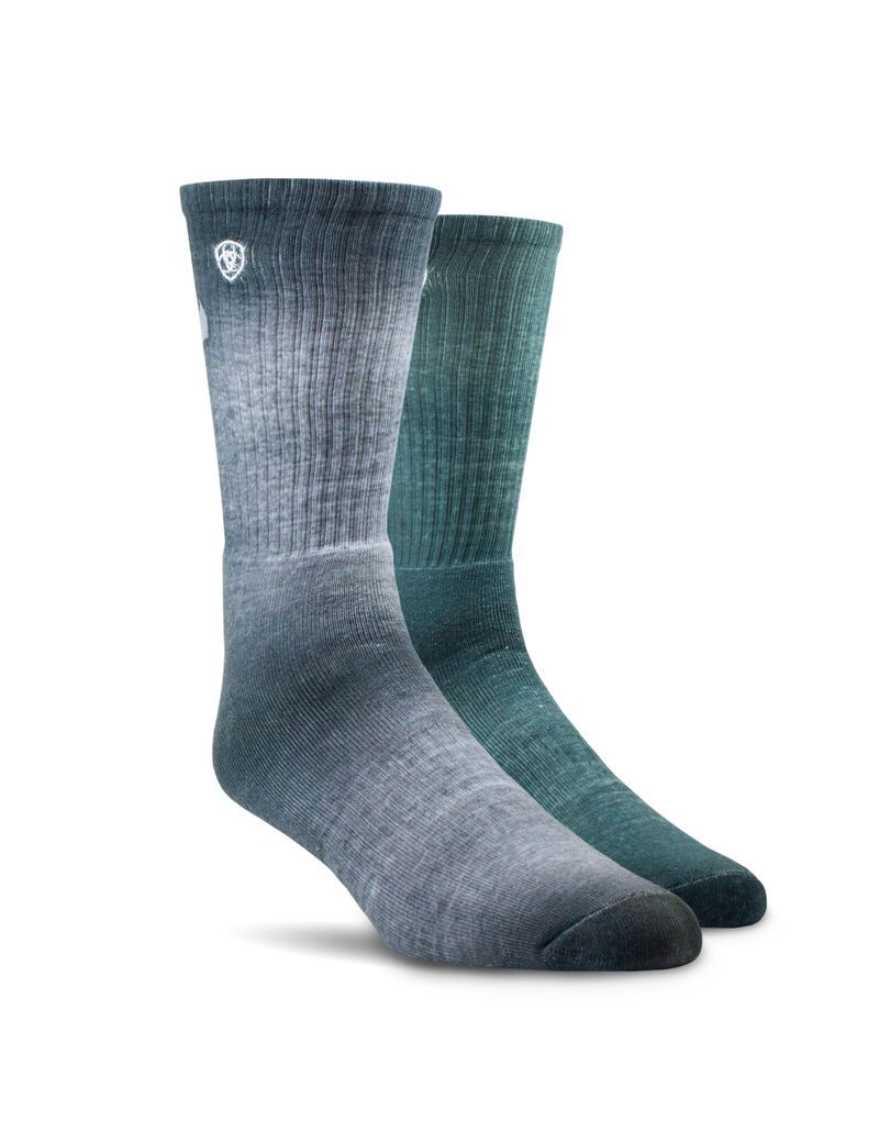 Calcetines Ariat Incognito Estampadas Crew Trabajo 2PCS Hombre Gris Verde | THGY63405