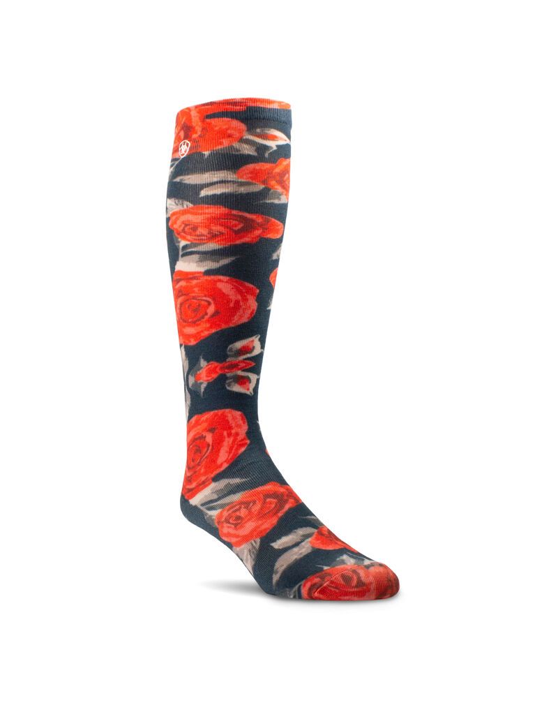 Calcetines Ariat Red Roses Knee High Mujer Rosas | XANE91875