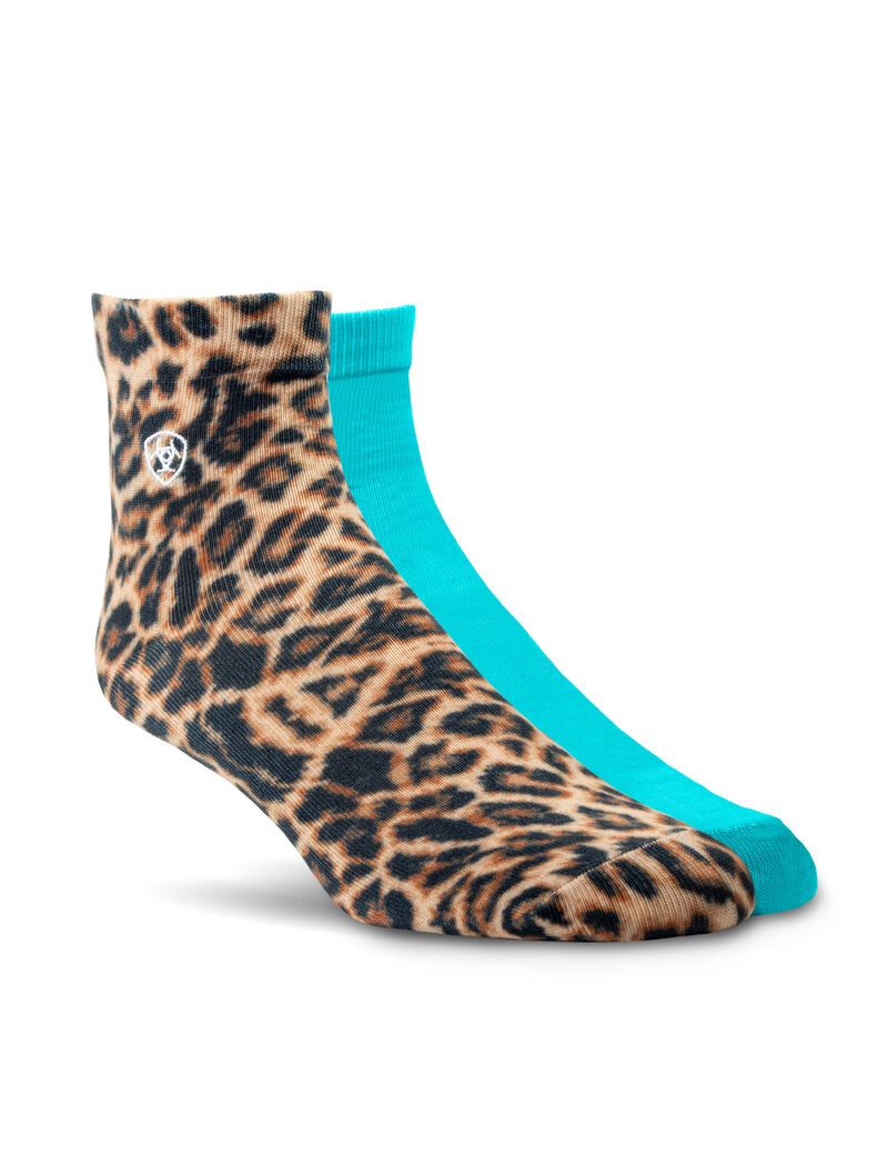 Calcetines Ariat Wild Thing Ankle 2PCS Mujer Leopardo Azules | BNSU76342