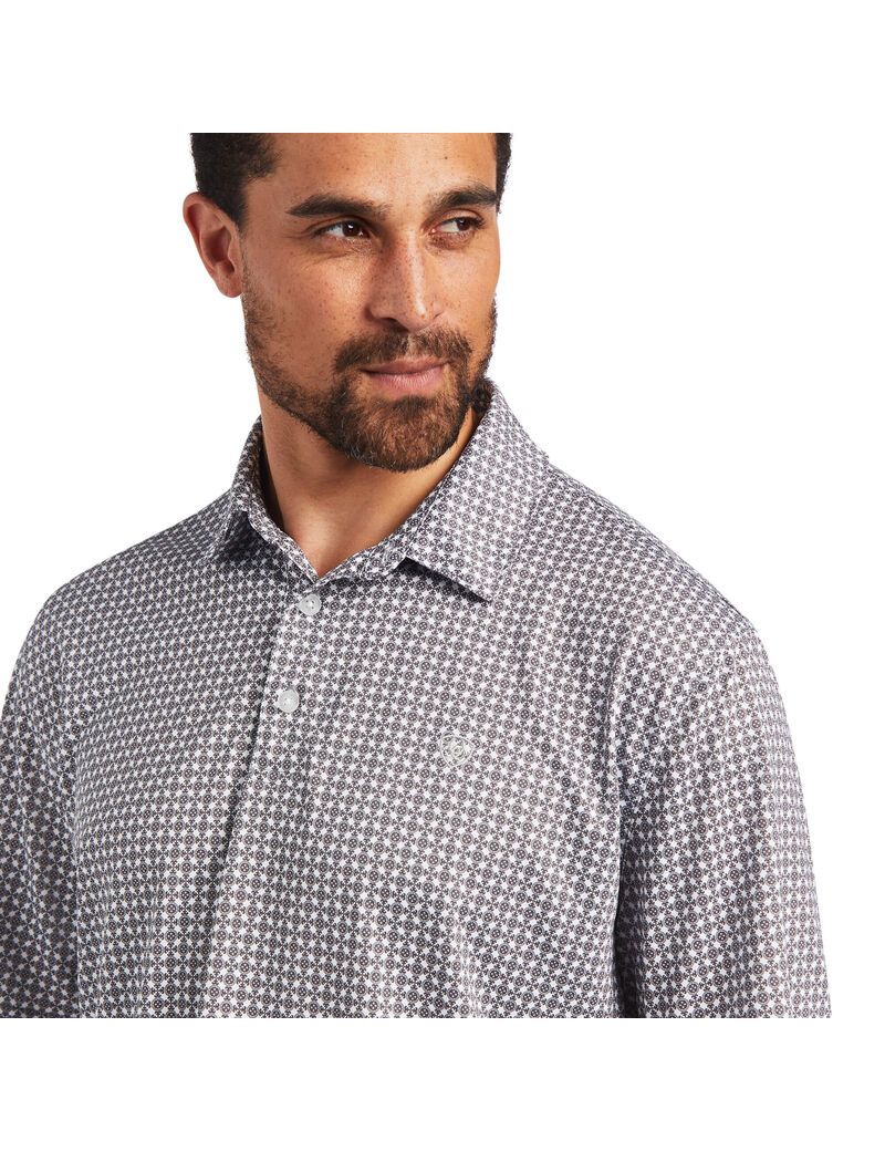 Camisa Polo Ariat All Over Print Hombre Blancas | MNXQ32047