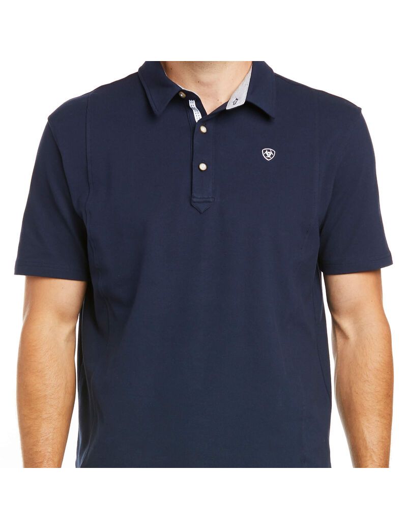 Camisa Polo Ariat Medal Hombre Azul Marino | DNCA85194