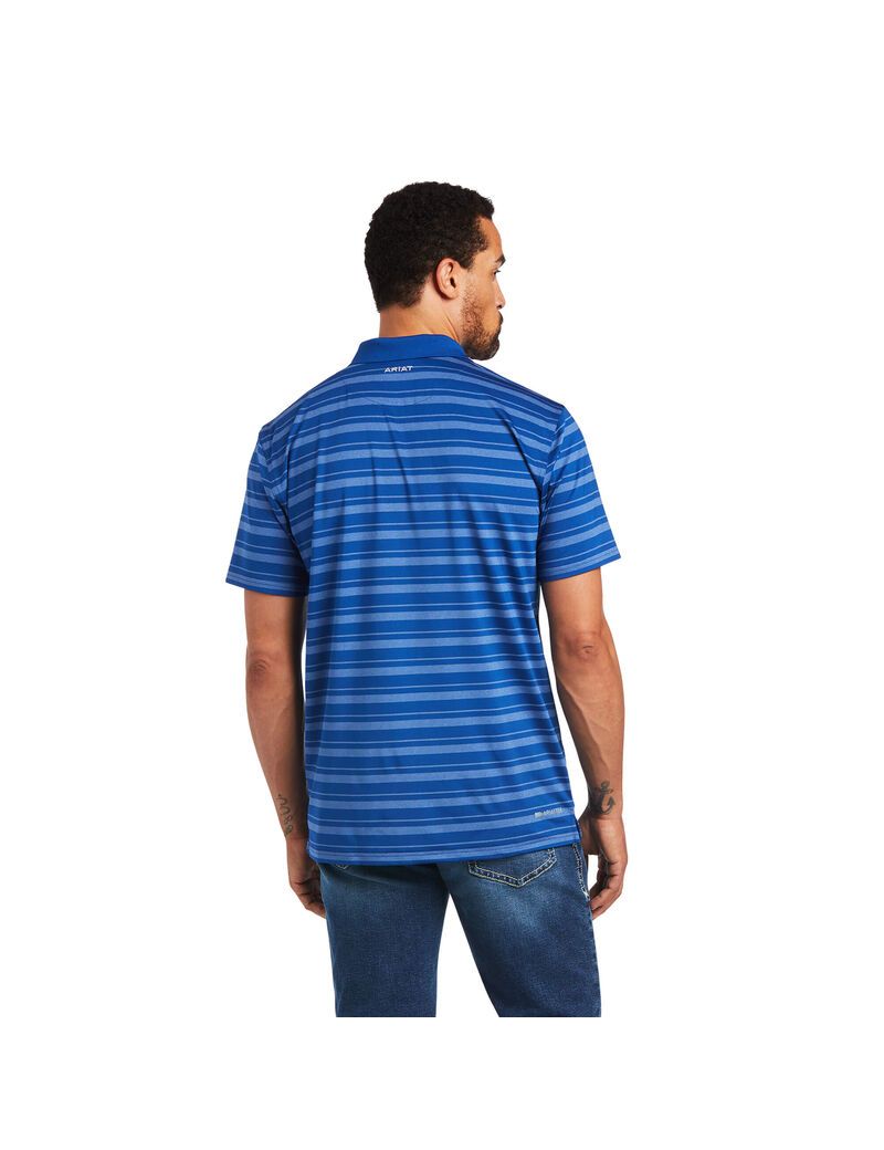 Camisa Polo Ariat Ombre Stripe Ftd Hombre Azules | EZXB80325