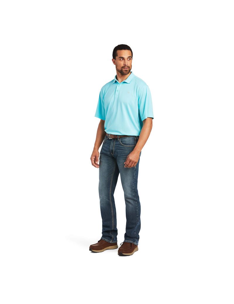 Camisa Polo Ariat Tek Hombre Azules | OPKG95826