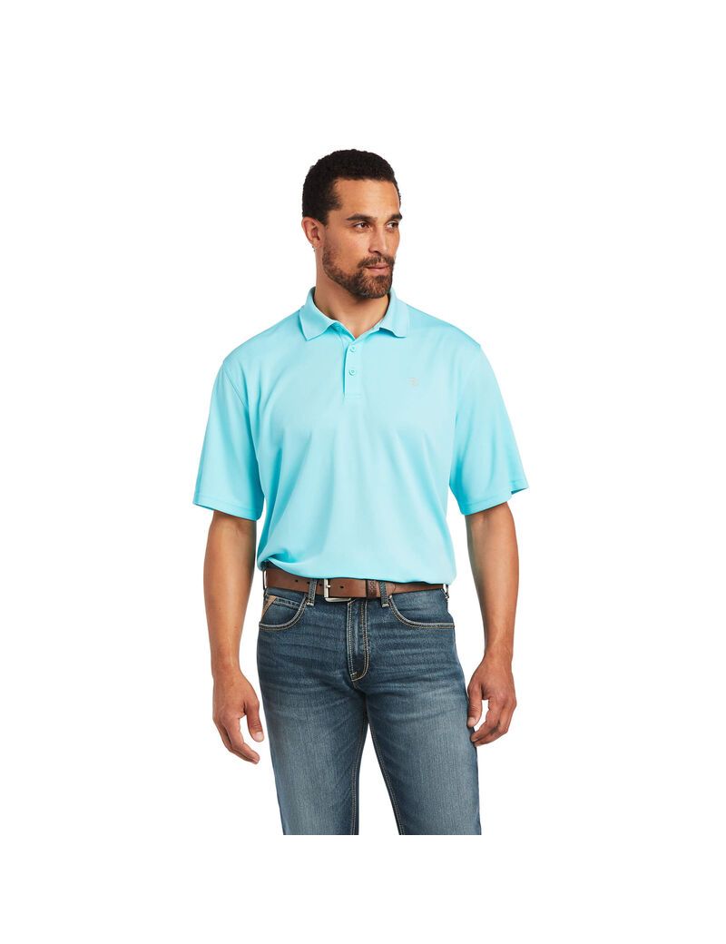 Camisa Polo Ariat Tek Hombre Azules | OPKG95826