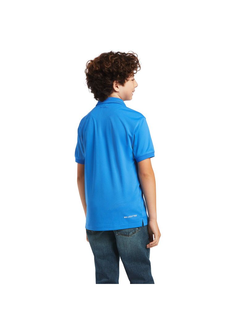 Camisa Polo Ariat Tek Niños Azules | PWVD06431