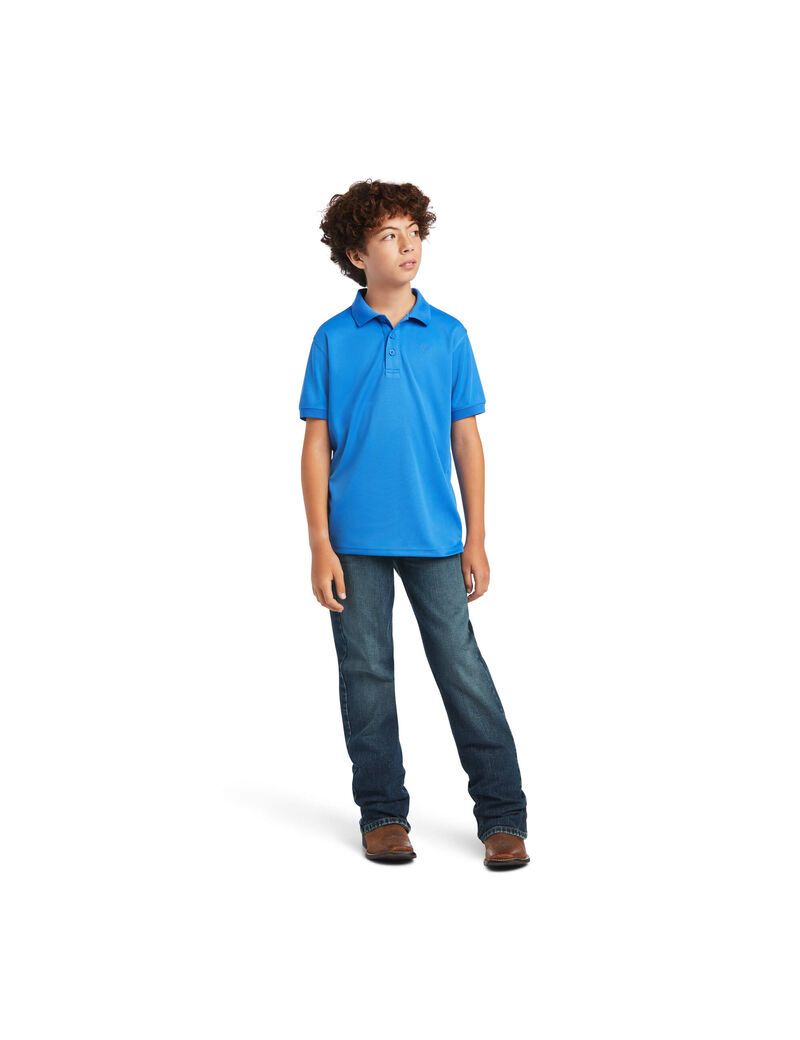 Camisa Polo Ariat Tek Niños Azules | PWVD06431