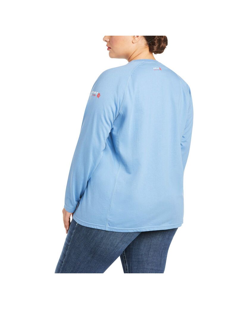 Camisas Ariat FR Air Crew Mujer Azules | JWXY67058