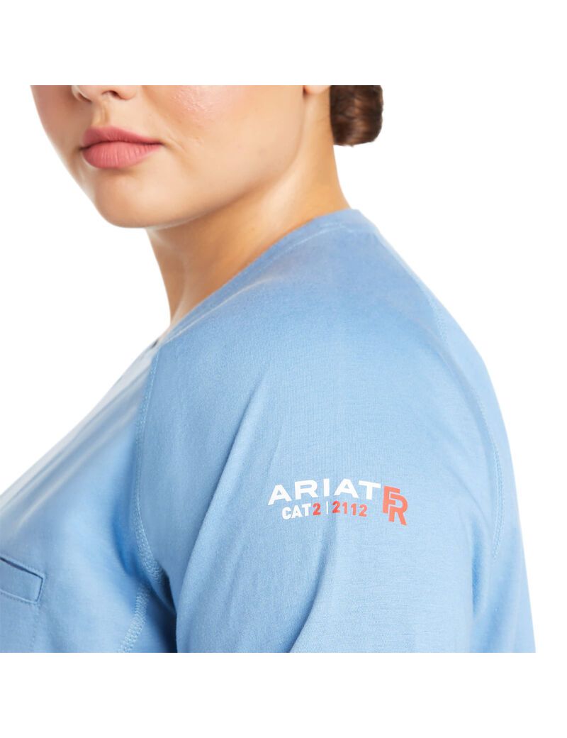 Camisas Ariat FR Air Crew Mujer Azules | JWXY67058