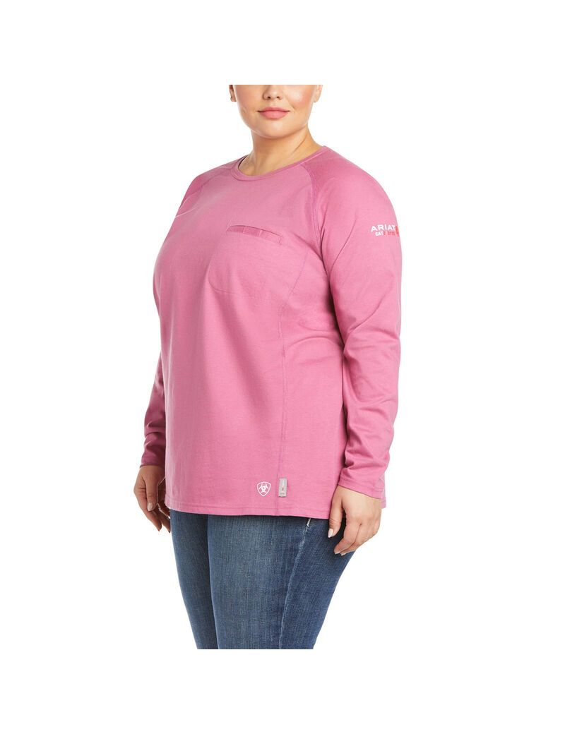 Camisas Ariat FR Air Crew Mujer Rosas Moradas | JIUR36295