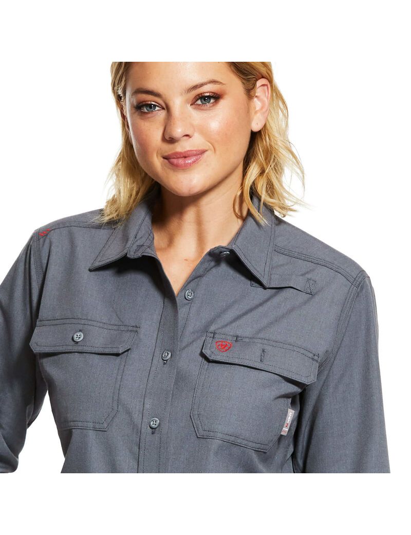 Camisas Ariat FR Featherlight Trabajo Mujer Gris | SJGO12863