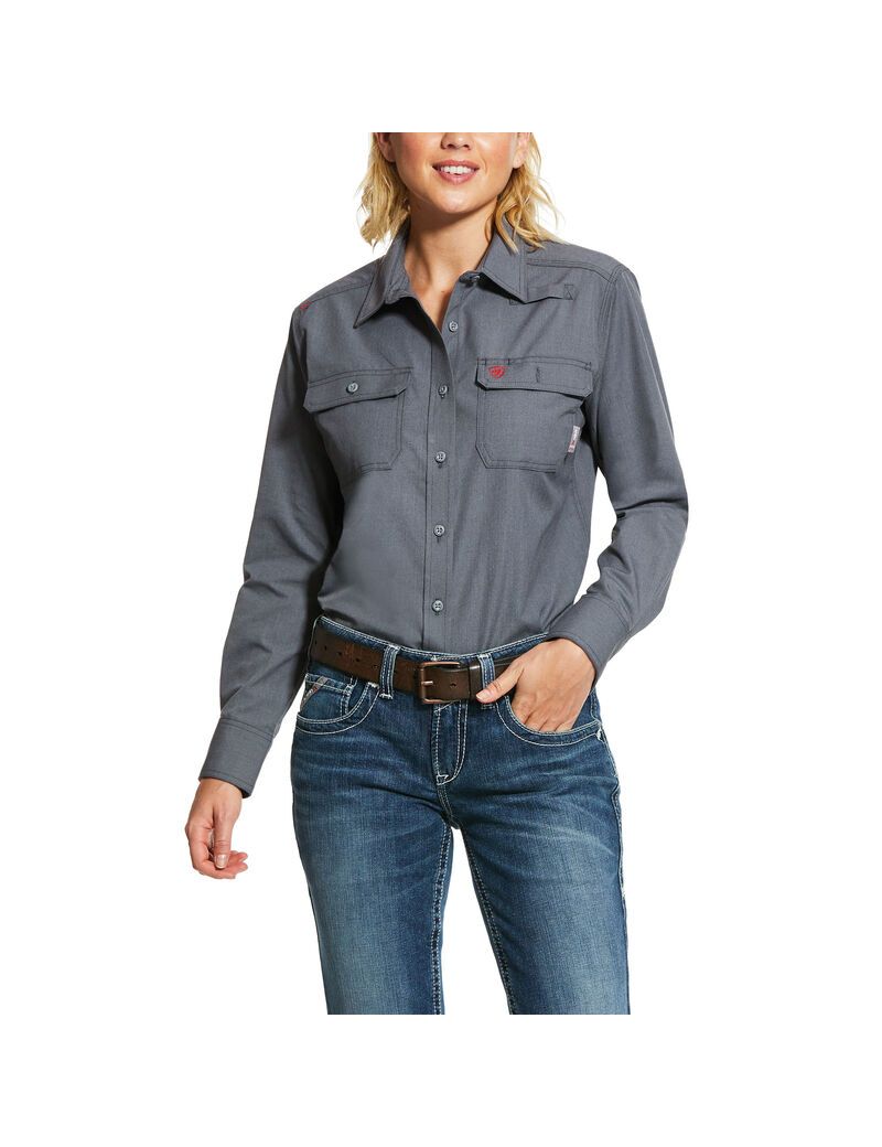 Camisas Ariat FR Featherlight Trabajo Mujer Gris | SJGO12863