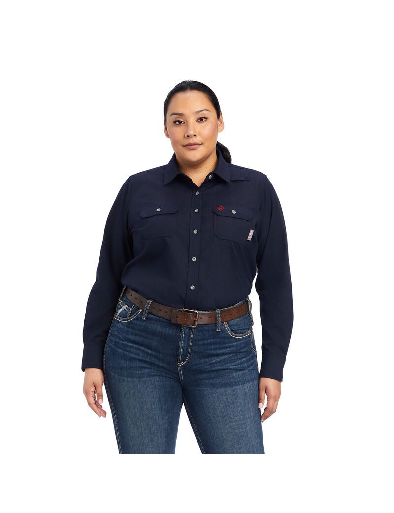 Camisas Ariat FR Featherlight Trabajo Mujer Azul Marino | XNVP20694