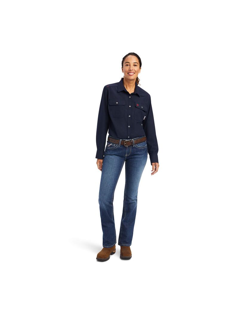 Camisas Ariat FR Featherlight Trabajo Mujer Azul Marino | XNVP20694