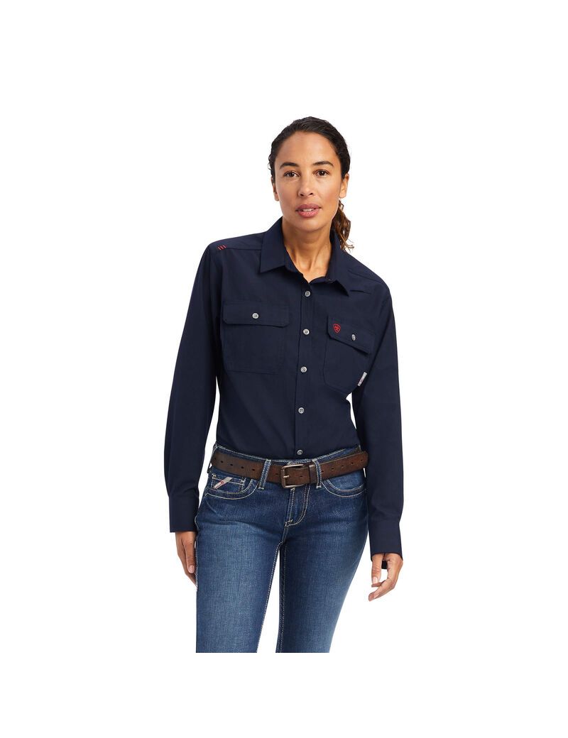 Camisas Ariat FR Featherlight Trabajo Mujer Azul Marino | XNVP20694