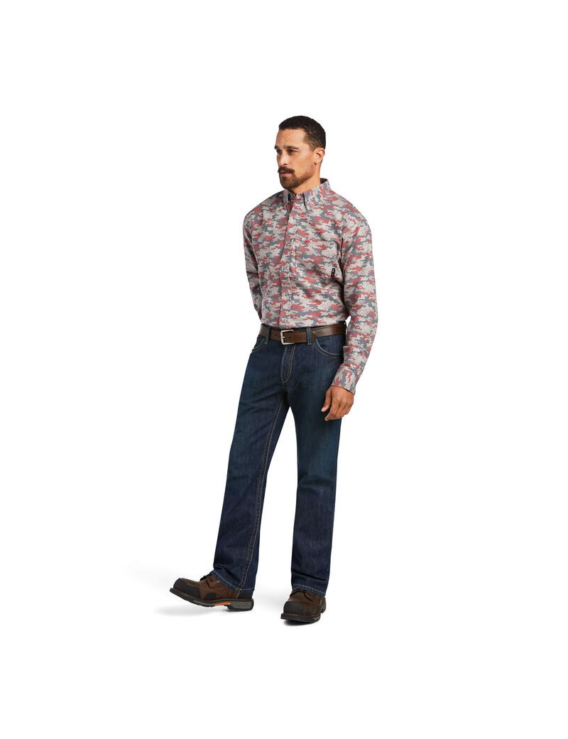 Camisas Ariat FR Geo Camo DuraStretch Trabajo Hombre Multicolor | LOFH57290