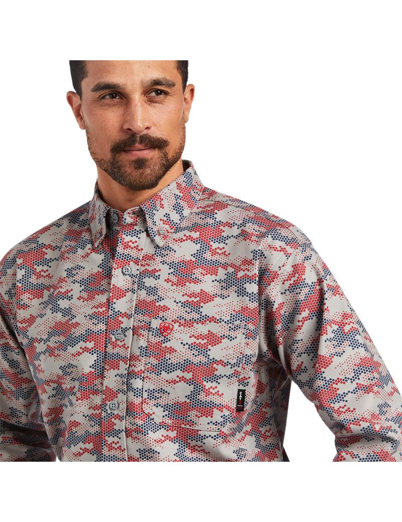 Camisas Ariat FR Geo Camo DuraStretch Trabajo Hombre Multicolor | LOFH57290