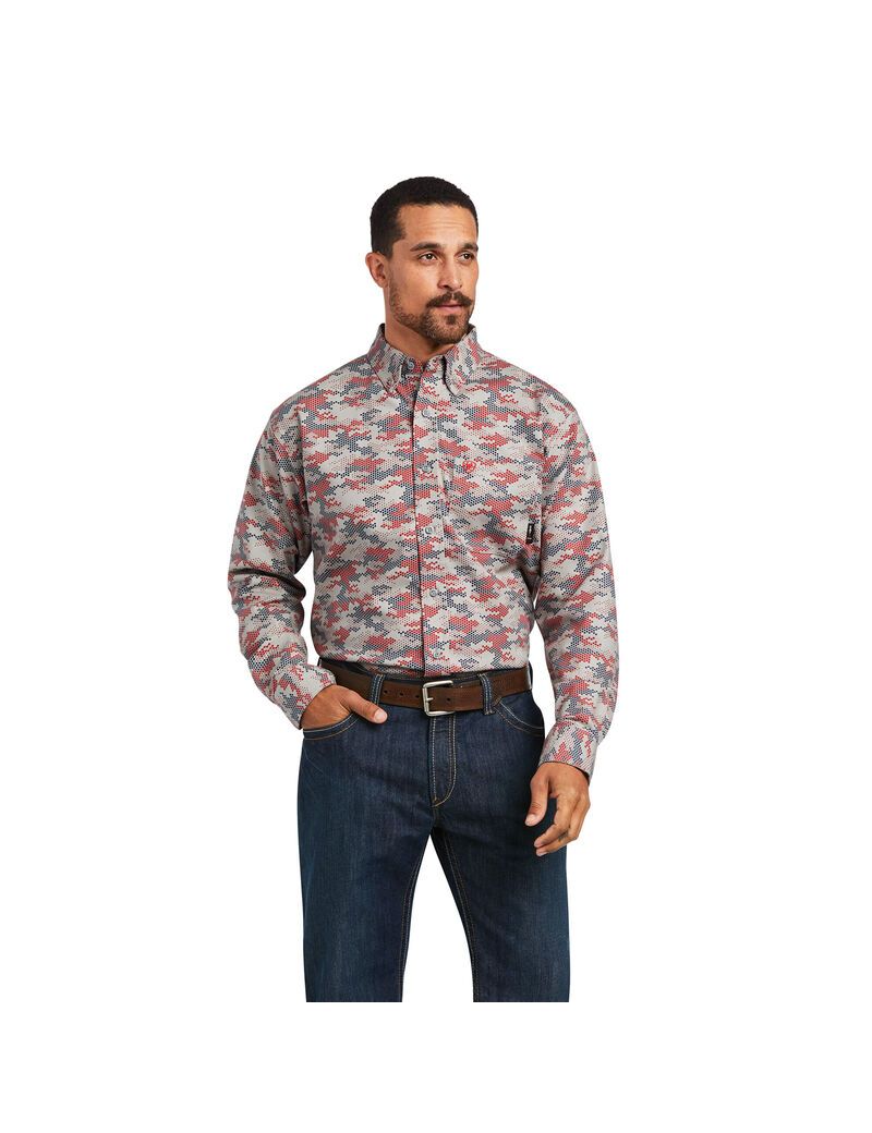 Camisas Ariat FR Geo Camo DuraStretch Trabajo Hombre Multicolor | LOFH57290