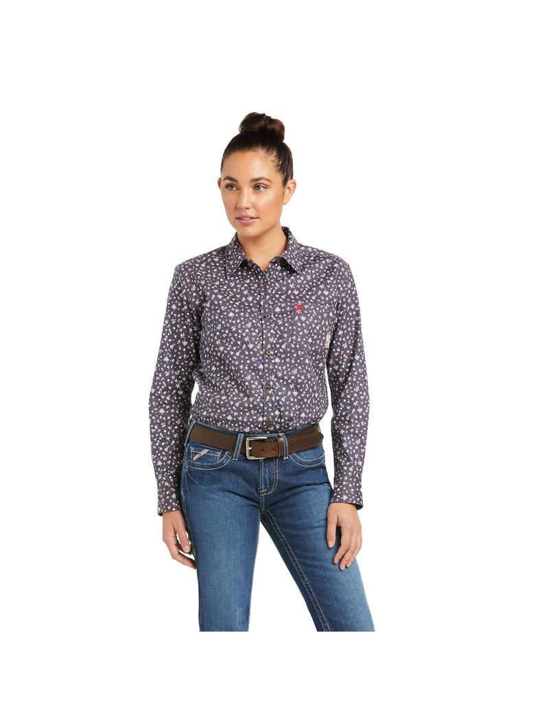 Camisas Ariat FR Romesha DuraStretch Trabajo Mujer Negras | XHMG91653