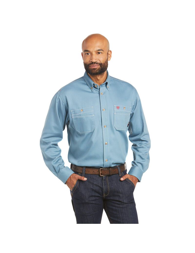 Camisas Ariat FR Vented Trabajo Hombre Gris Azules | NGSI59126