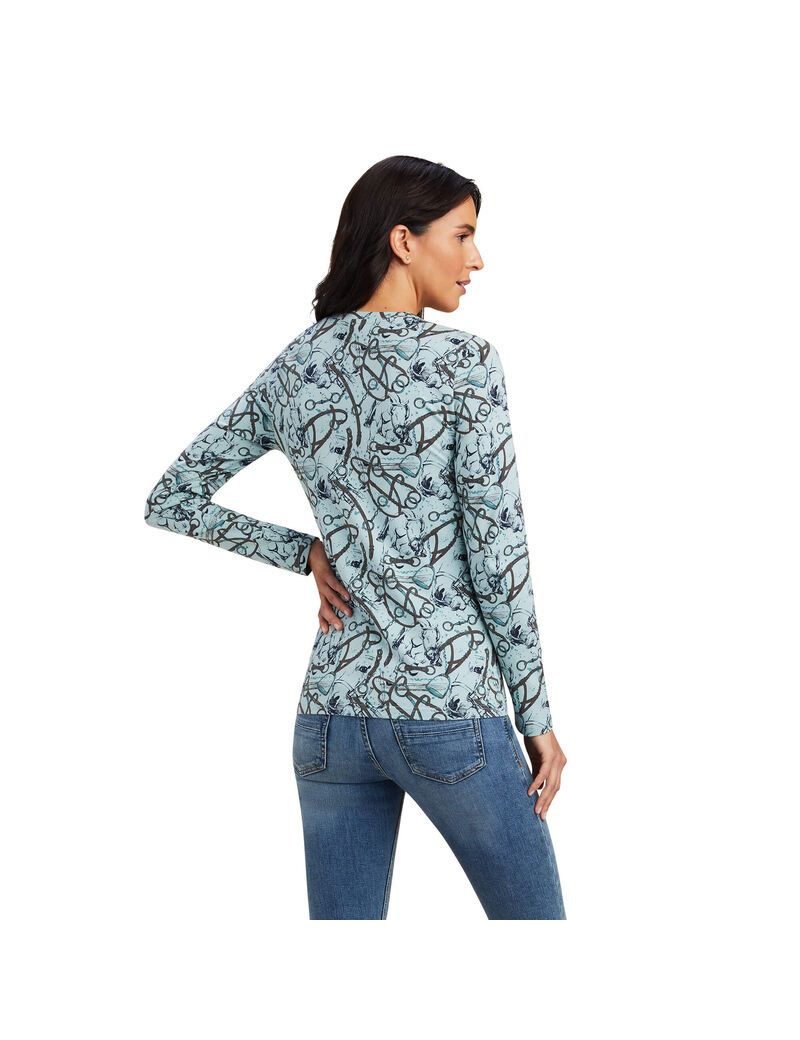 Camisas Ariat Melange Print Mujer Azules | SJFV78516