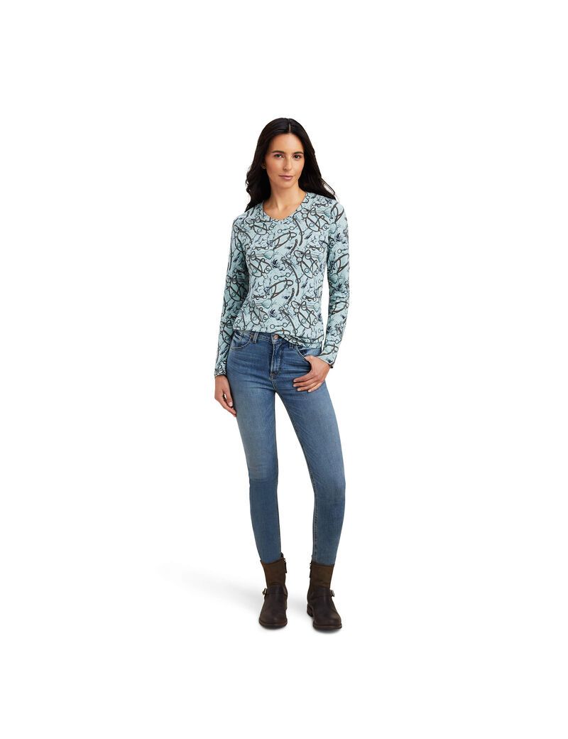 Camisas Ariat Melange Print Mujer Azules | SJFV78516