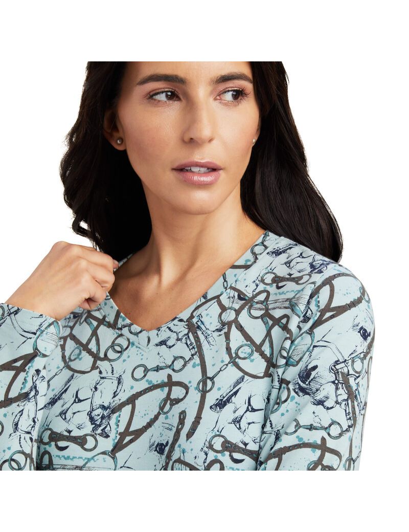 Camisas Ariat Melange Print Mujer Azules | SJFV78516