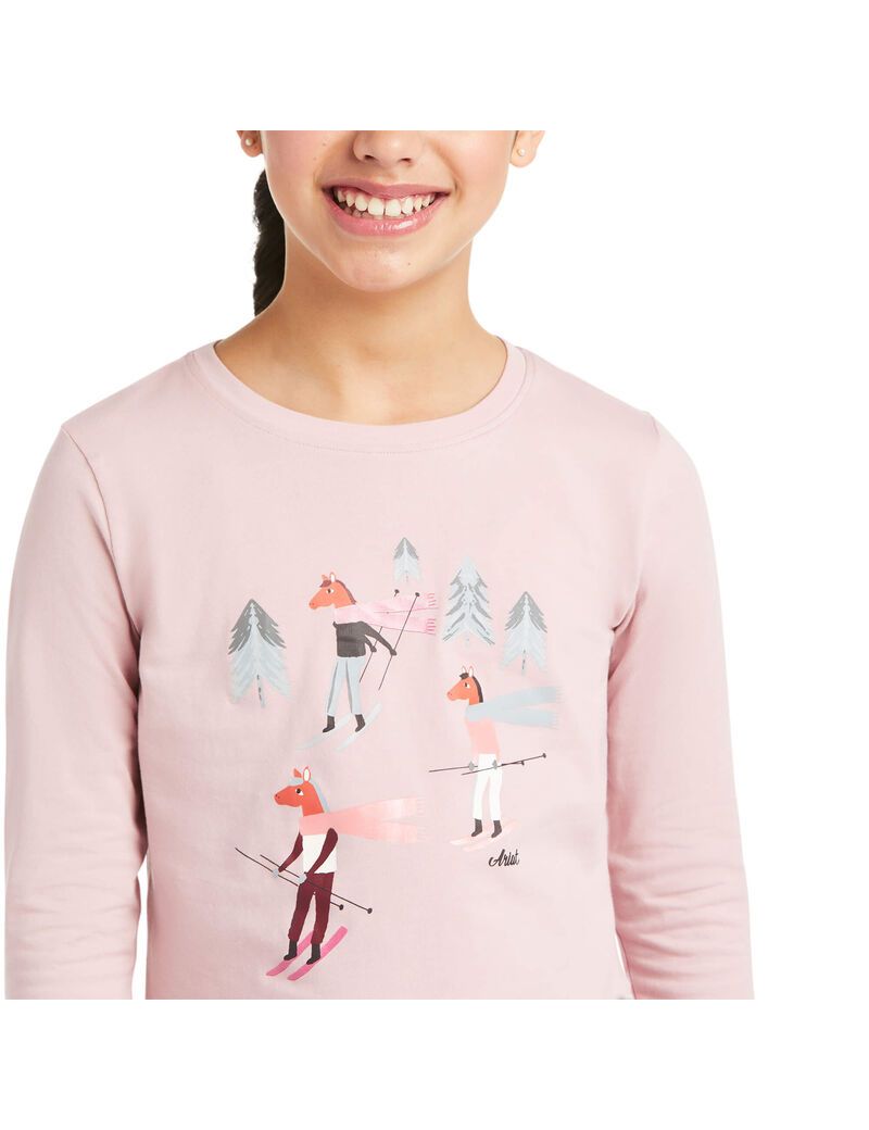 Camisas Ariat Powder Ponies Niños Gris Rosas | ZLSB53849