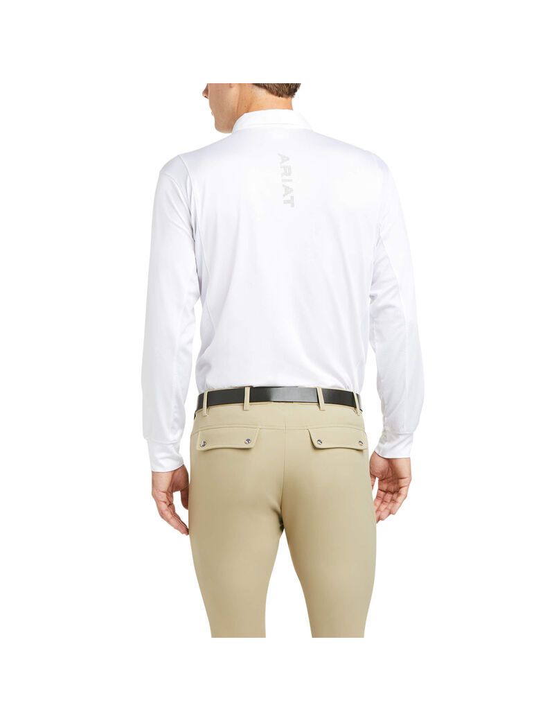 Camisas Ariat TEK Long Sleeve Show Hombre Blancas | OAQN70512