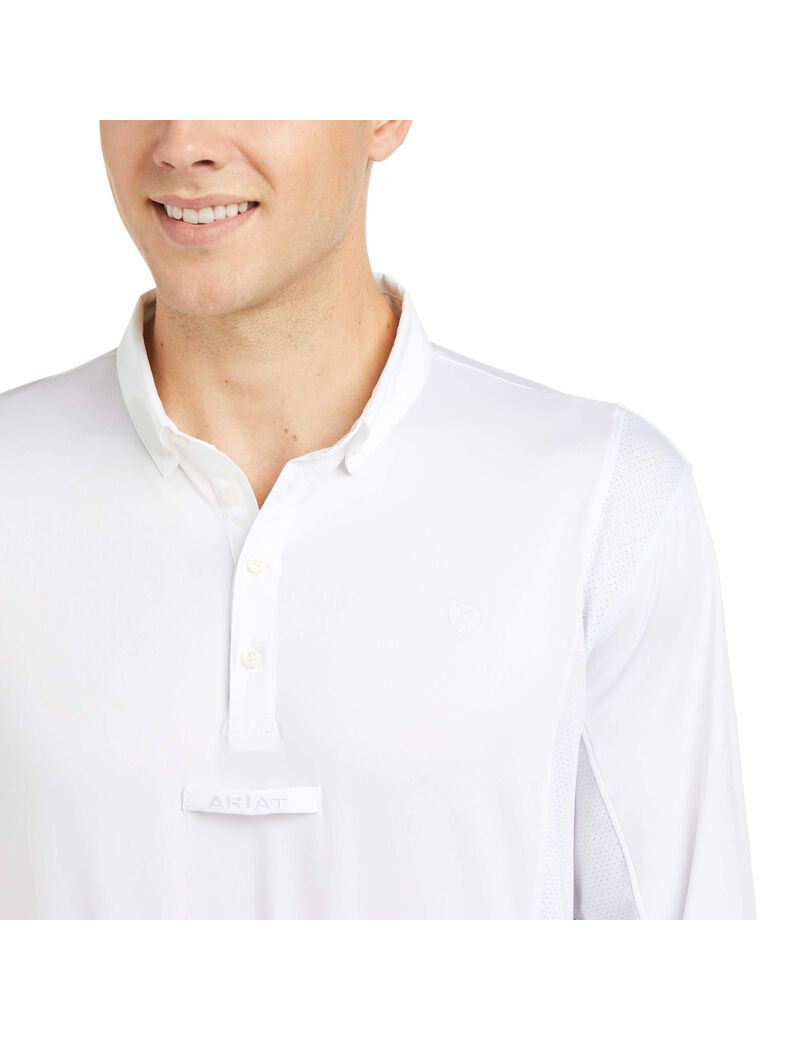 Camisas Ariat TEK Long Sleeve Show Hombre Blancas | OAQN70512