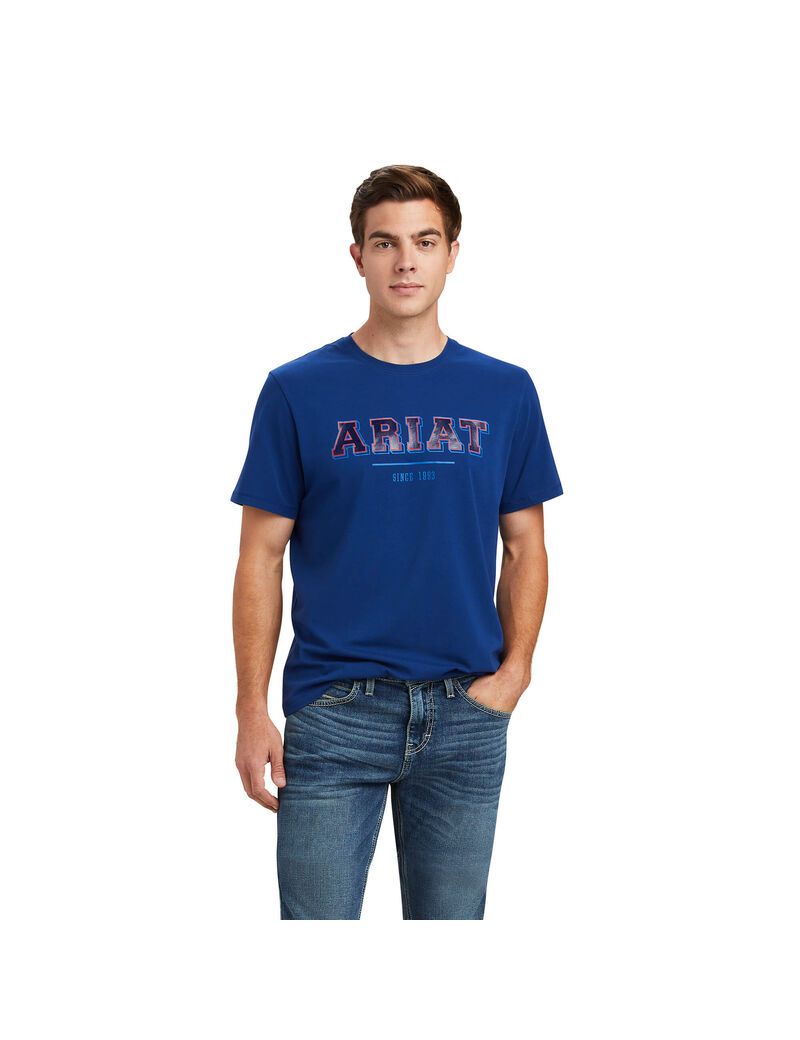 Camisas Ariat Varsity Hombre Azules | WMAF78512