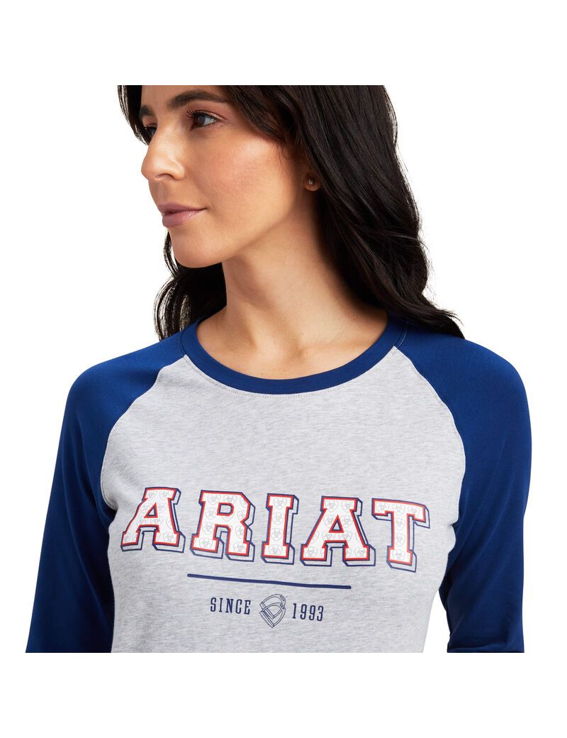 Camisas Ariat Varsity Mujer Azules Gris | LSDK39820