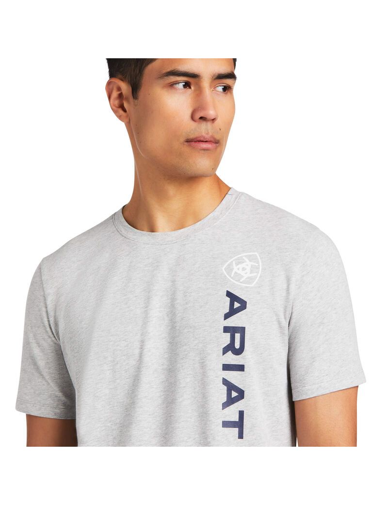 Camisas Ariat Vertical Logo Hombre Gris | YTMH07135