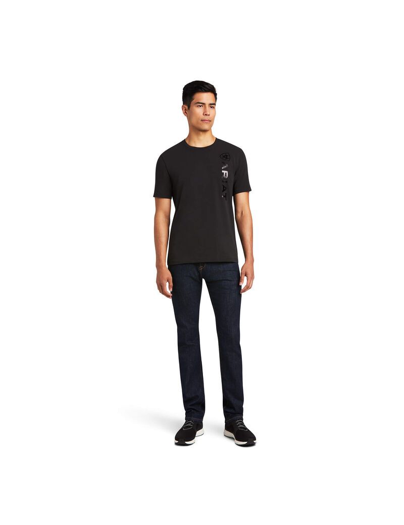 Camisas Ariat Vertical Logo Hombre Negras | VXOE96371