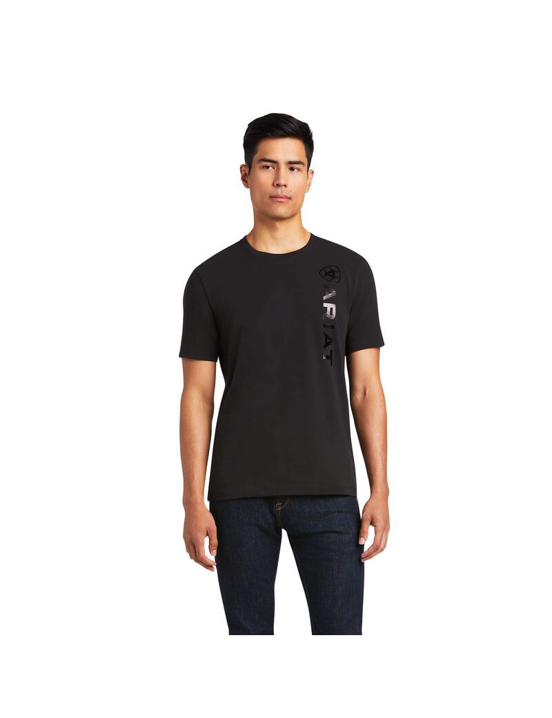 Camisas Ariat Vertical Logo Hombre Negras | VXOE96371