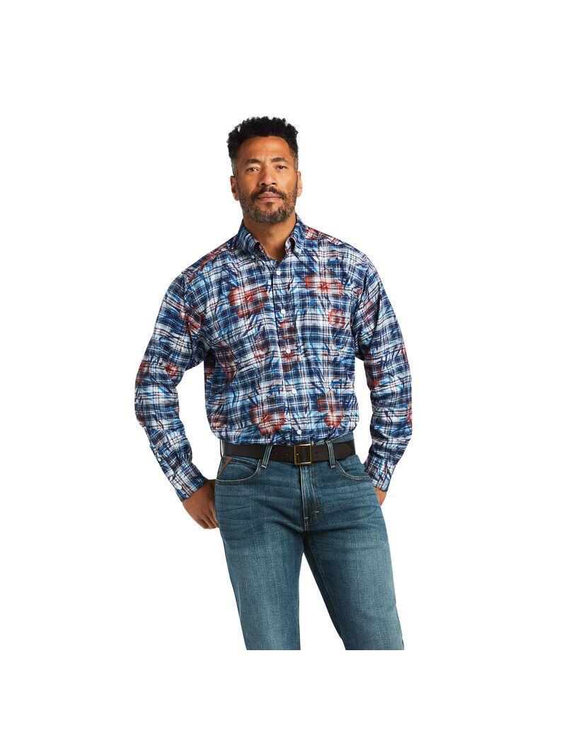 Camisas De Traje Ariat August Classic Fit Hombre Azules | OYAD14570