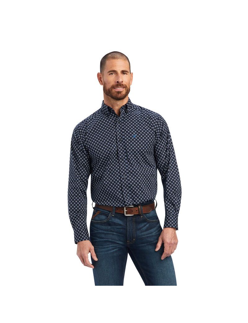 Camisas De Traje Ariat Baker Stretch Fitted Hombre Azules | IPCL36175