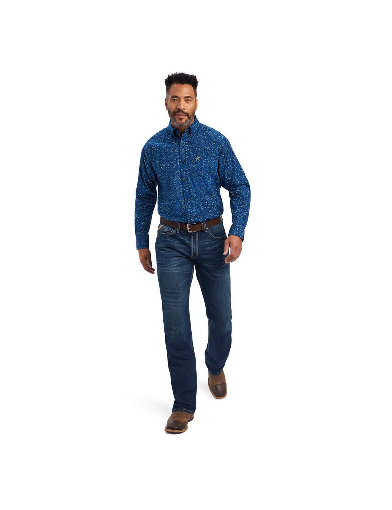 Camisas De Traje Ariat Benji Classic Fit Hombre Azules | XITS02864