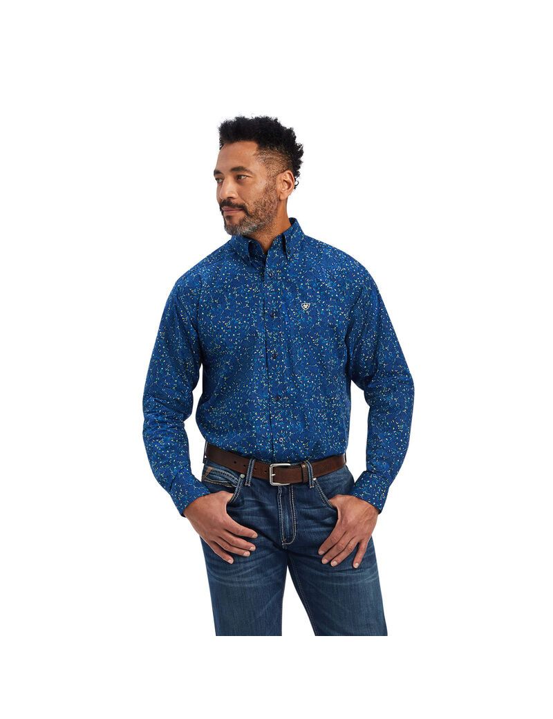 Camisas De Traje Ariat Benji Classic Fit Hombre Azules | XITS02864