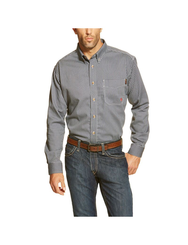 Camisas De Traje Ariat FR Basic Trabajo Hombre Azules Multicolor | XMHQ75612