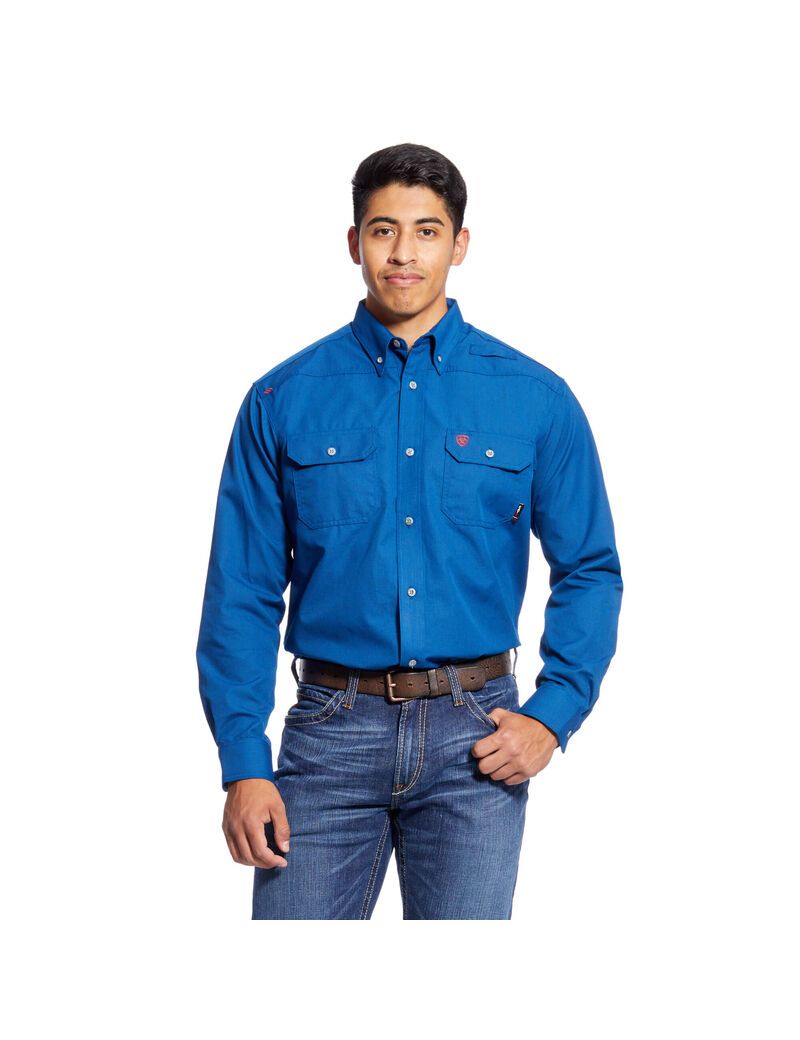 Camisas De Traje Ariat FR Featherlight Trabajo Hombre Azul Real Azules | OYTF62810